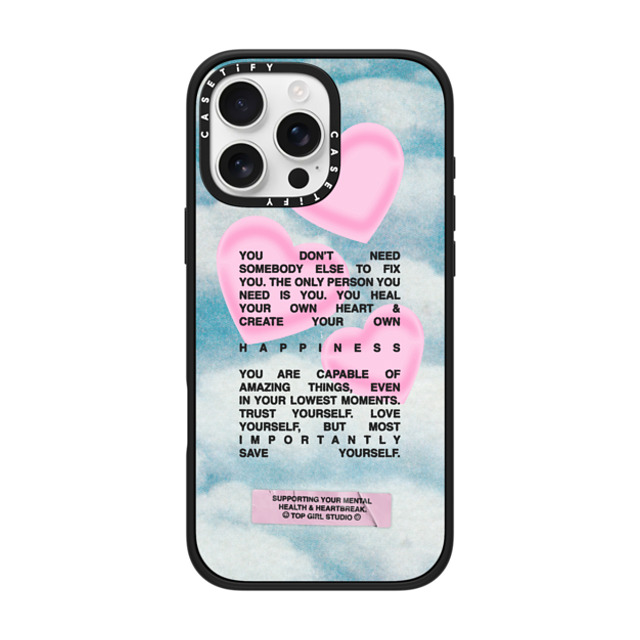 Top Girl Studio x CASETiFY iPhone 16 Pro Max ケース マットブラック インパクトケース MagSafe対応 Save yourself