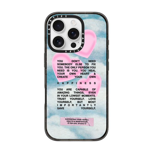 Top Girl Studio x CASETiFY iPhone 16 Pro ケース ブラック インパクトケース MagSafe対応 Save yourself