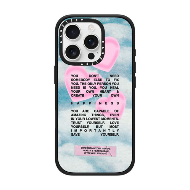 Top Girl Studio x CASETiFY iPhone 16 Pro ケース マットブラック インパクトケース Save yourself