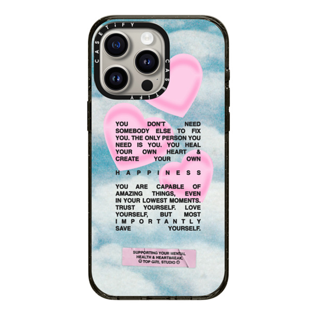 Top Girl Studio x CASETiFY iPhone 15 Pro Max ケース ブラック インパクトケース Save yourself