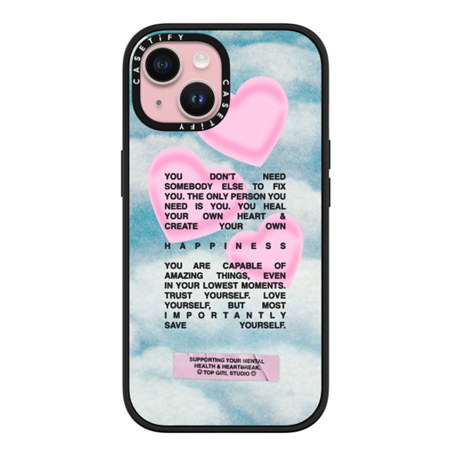 Top Girl Studio x CASETiFY iPhone 15 ケース マットブラック インパクトケース MagSafe対応 Save yourself