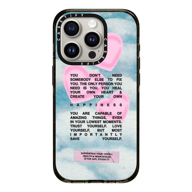 Top Girl Studio x CASETiFY iPhone 15 Pro ケース ブラック インパクトケース Save yourself