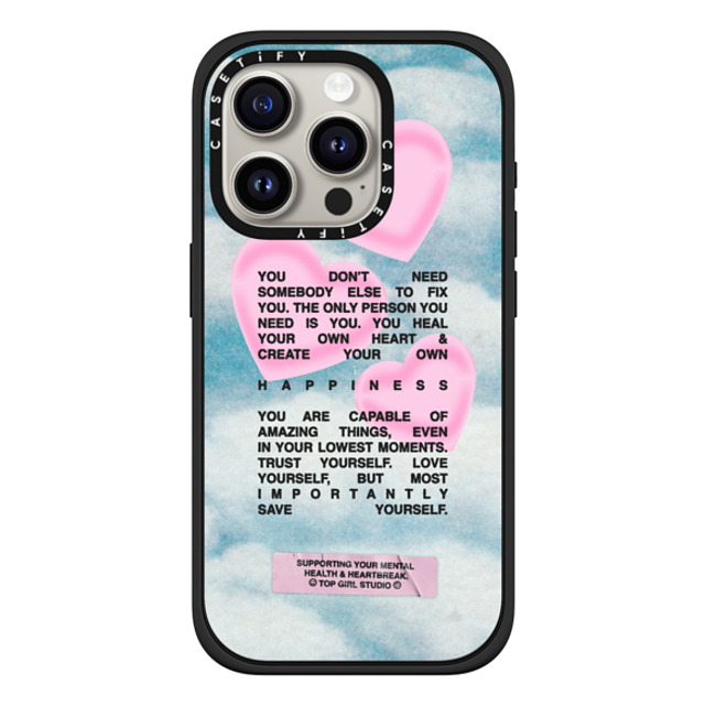 Top Girl Studio x CASETiFY iPhone 15 Pro ケース マットブラック インパクトケース MagSafe対応 Save yourself
