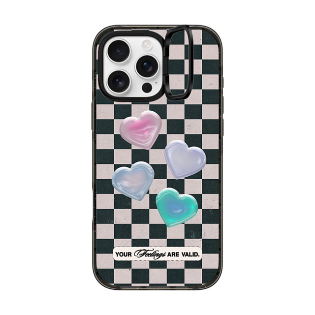 Top Girl Studio x CASETiFY iPhone 16 Pro Max ケース ブラック インパクトリングスタンドケース MagSafe対応 Your Feelings Are Valid