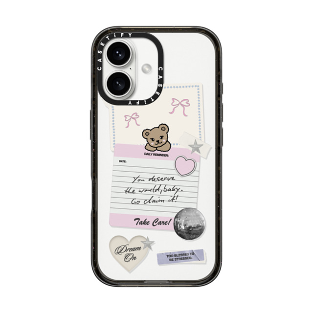 Top Girl Studio x CASETiFY iPhone 16 ケース ブラック インパクトケース Coquette Stickers