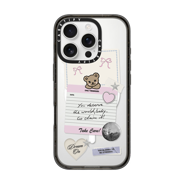 Top Girl Studio x CASETiFY iPhone 16 Pro ケース ブラック インパクトケース MagSafe対応 Coquette Stickers