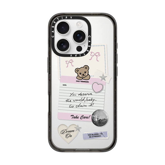 Top Girl Studio x CASETiFY iPhone 16 Pro ケース ブラック インパクトケース Coquette Stickers