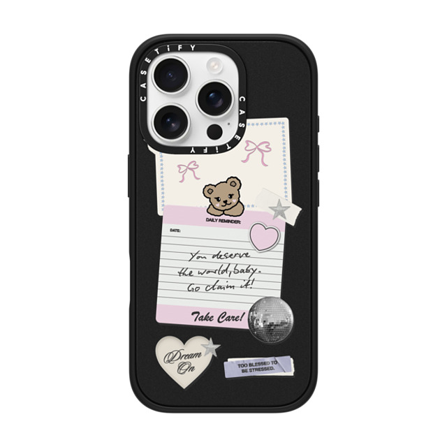 Top Girl Studio x CASETiFY iPhone 16 Pro ケース マットブラック インパクトケース Coquette Stickers