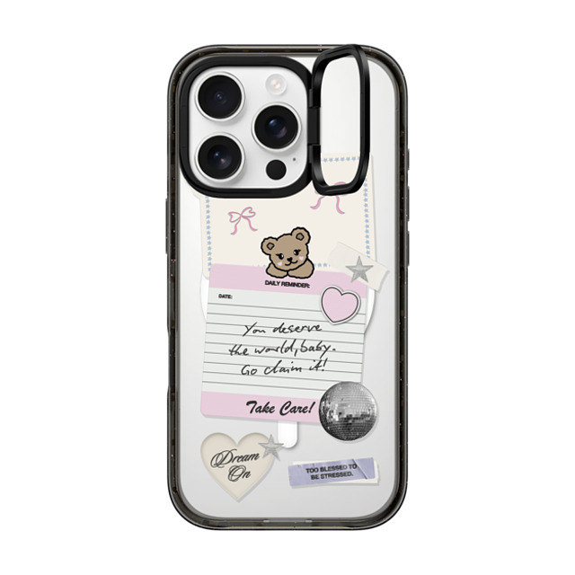 Top Girl Studio x CASETiFY iPhone 16 Pro ケース ブラック インパクトリングスタンドケース MagSafe対応 Coquette Stickers