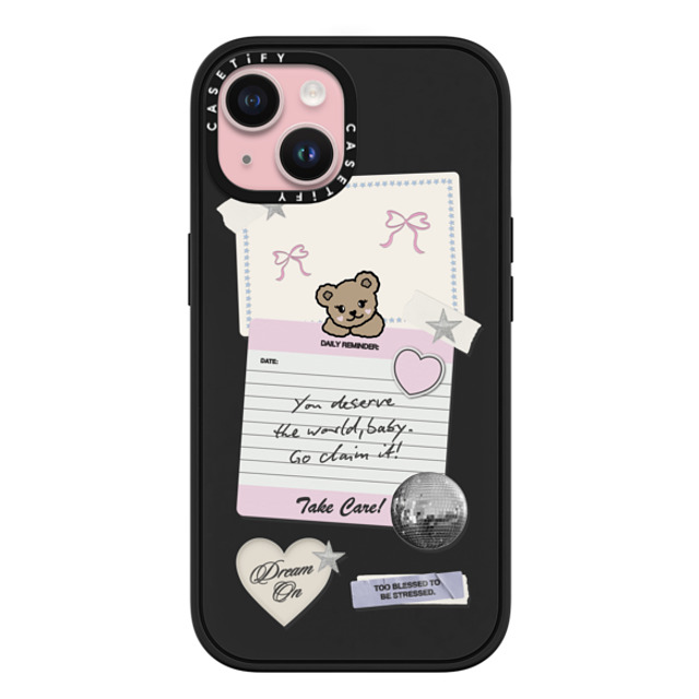 Top Girl Studio x CASETiFY iPhone 15 ケース マットブラック インパクトケース MagSafe対応 Coquette Stickers