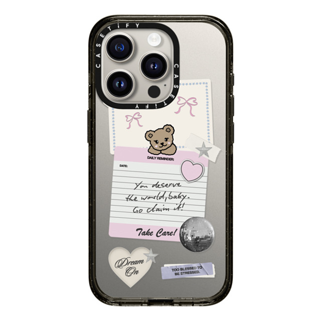 Top Girl Studio x CASETiFY iPhone 15 Pro ケース ブラック インパクトケース Coquette Stickers