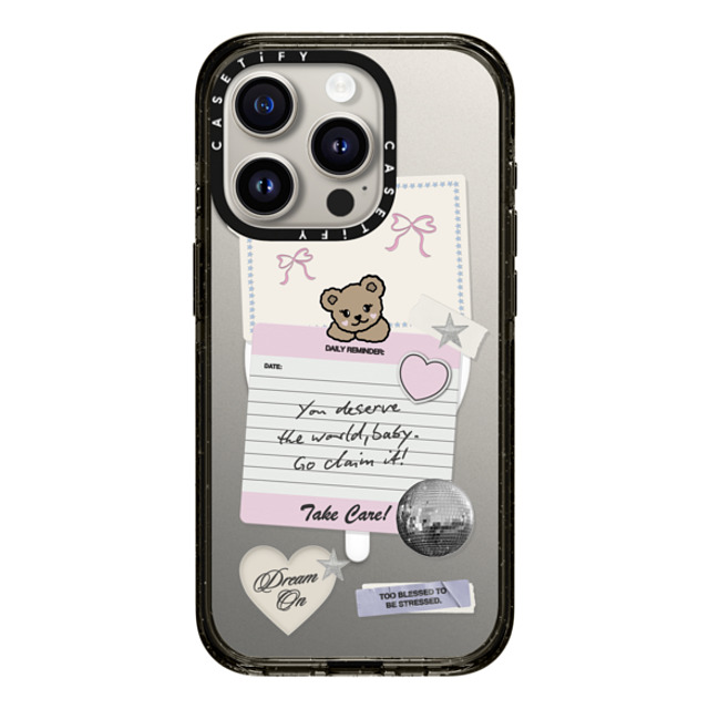 Top Girl Studio x CASETiFY iPhone 15 Pro ケース ブラック インパクトケース MagSafe対応 Coquette Stickers