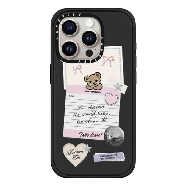 Top Girl Studio x CASETiFY iPhone 15 Pro ケース マットブラック インパクトケース MagSafe対応 Coquette Stickers