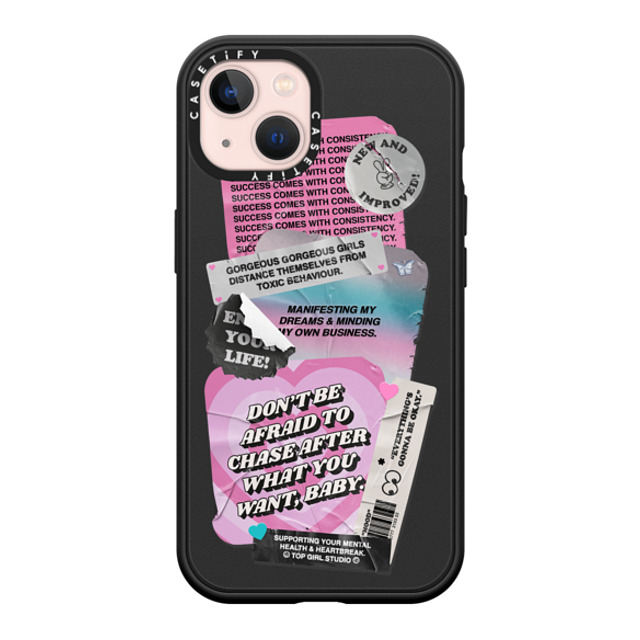 Top Girl Studio x CASETiFY iPhone 13 ケース マットブラック インパクトケース MagSafe対応 ステッカー