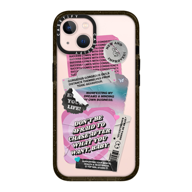 Top Girl Studio x CASETiFY iPhone 13 ケース ブラック インパクトケース ステッカー