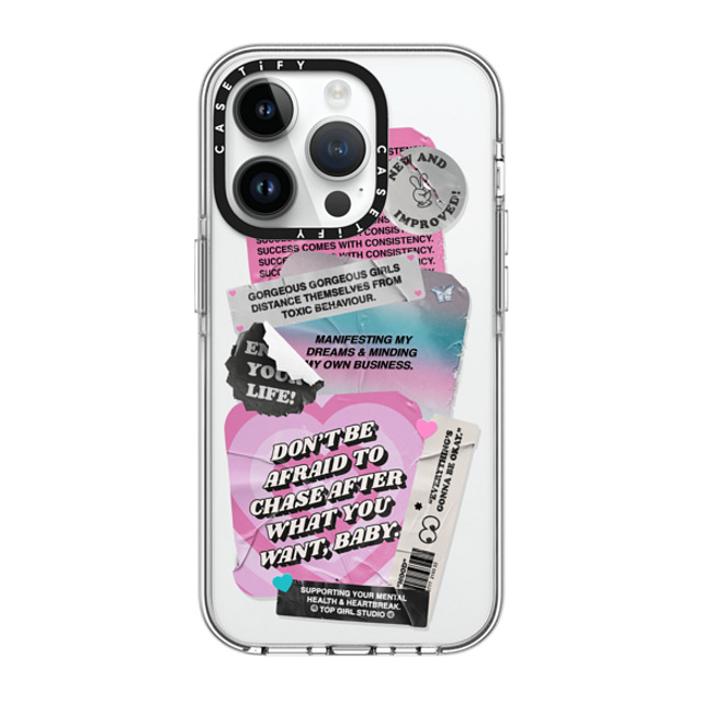 Top Girl Studio x CASETiFY iPhone 14 Pro ケース クリア クリア ケース MagSafe対応 ステッカー