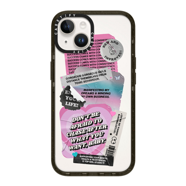 Top Girl Studio x CASETiFY iPhone 14 ケース ブラック インパクトケース ステッカー