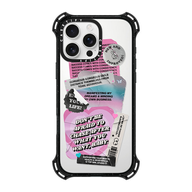 Top Girl Studio x CASETiFY iPhone 16 Pro Max ケース ブラック バウンスケース ステッカー