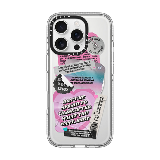 Top Girl Studio x CASETiFY iPhone 16 Pro ケース クリア クリア ケース MagSafe対応 ステッカー