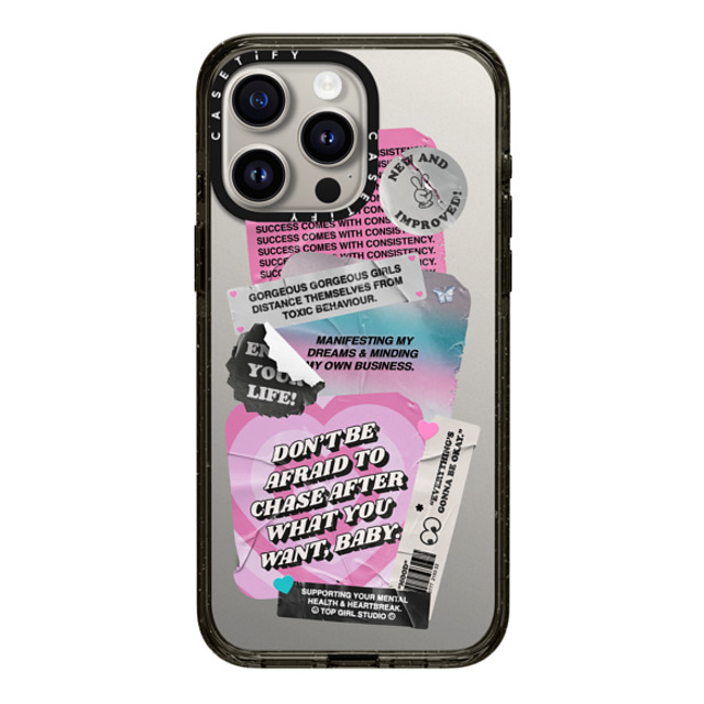 Top Girl Studio x CASETiFY iPhone 15 Pro Max ケース ブラック インパクトケース ステッカー