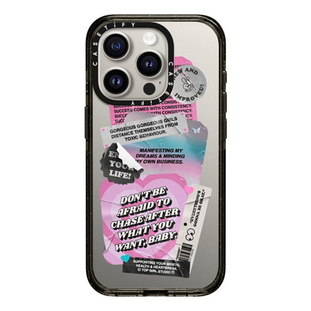 Top Girl Studio x CASETiFY iPhone 15 Pro ケース ブラック インパクトケース ステッカー