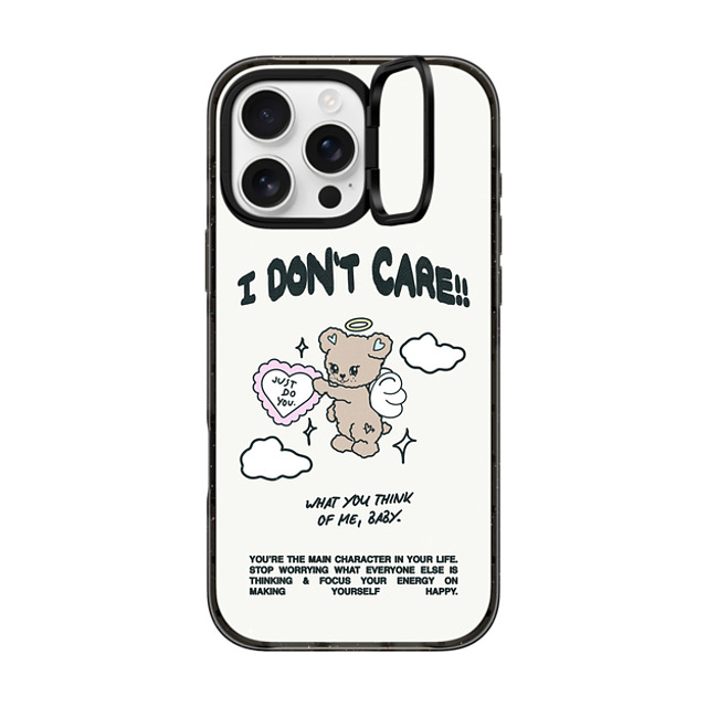 Top Girl Studio x CASETiFY iPhone 16 Pro Max ケース ブラック インパクトリングスタンドケース MagSafe対応 Angel Bear