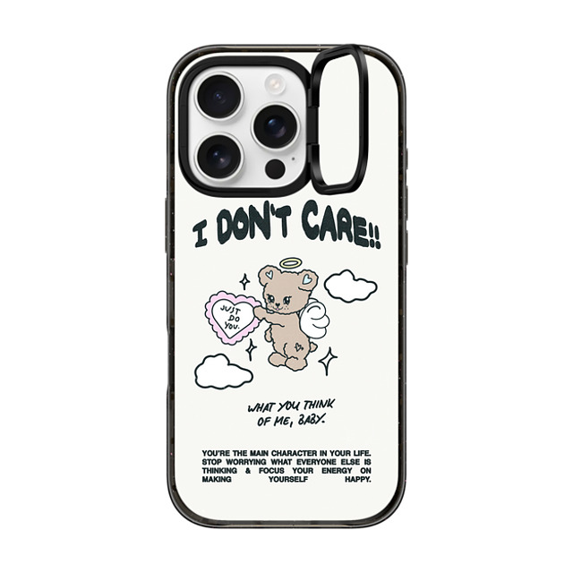 Top Girl Studio x CASETiFY iPhone 16 Pro ケース ブラック インパクトリングスタンドケース MagSafe対応 Angel Bear