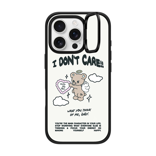 Top Girl Studio x CASETiFY iPhone 16 Pro ケース マットブラック インパクトリングスタンドケース MagSafe対応 Angel Bear