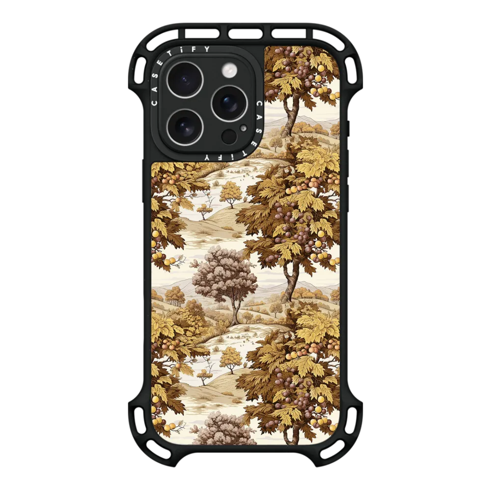 Ultra Bounce iPhone 16 Pro Max Case MagSafe Compatible - Vintage Brown Ink Nature Botanical Pattern 4