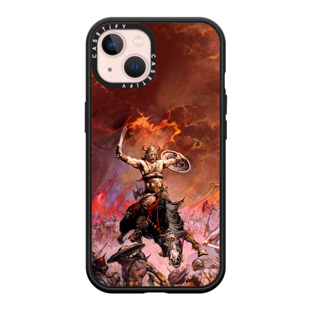 Frazetta Girls x CASETiFY iPhone 13 ケース マットブラック インパクトケース MagSafe対応 Conan The Conqueror by Frazetta Girls