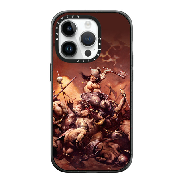 Frazetta Girls x CASETiFY iPhone 14 Pro ケース マットブラック インパクトケース MagSafe対応 Conan The Destroyer by Frazetta Girls