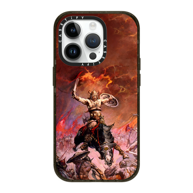 Frazetta Girls x CASETiFY iPhone 14 Pro ケース ブラック インパクトケース MagSafe対応 Conan The Conqueror by Frazetta Girls