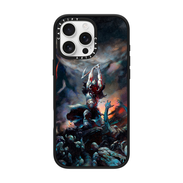 Frazetta Girls x CASETiFY iPhone 16 Pro Max ケース マットブラック インパクトケース MagSafe対応 Death Dealer II by Frazetta Girls