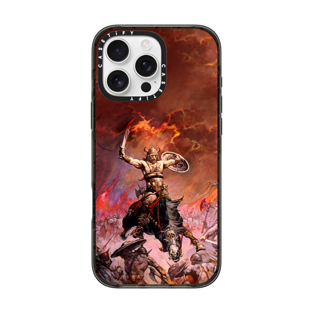 Frazetta Girls x CASETiFY iPhone 16 Pro Max ケース ブラック インパクトケース MagSafe対応 Conan The Conqueror by Frazetta Girls