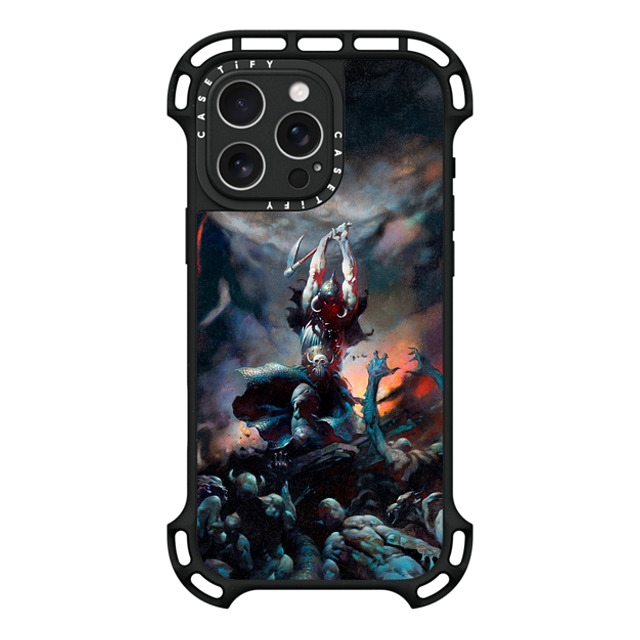 Frazetta Girls x CASETiFY iPhone 16 Pro Max ケース ブラック ウルトラ バウンスケース MagSafe対応 Death Dealer II by Frazetta Girls