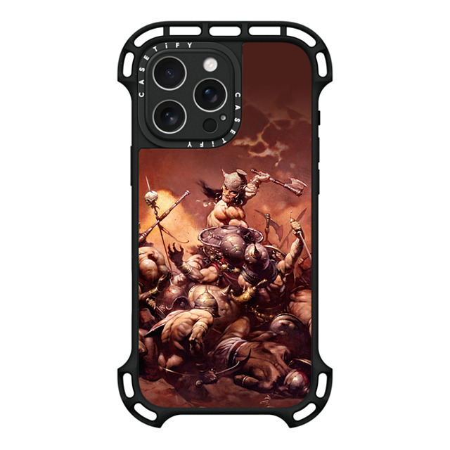 Frazetta Girls x CASETiFY iPhone 16 Pro Max ケース ブラック ウルトラ バウンスケース MagSafe対応 Conan The Destroyer by Frazetta Girls