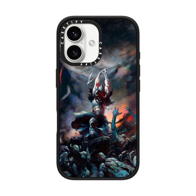 Frazetta Girls x CASETiFY iPhone 16 ケース マットブラック インパクトケース MagSafe対応 Death Dealer II by Frazetta Girls