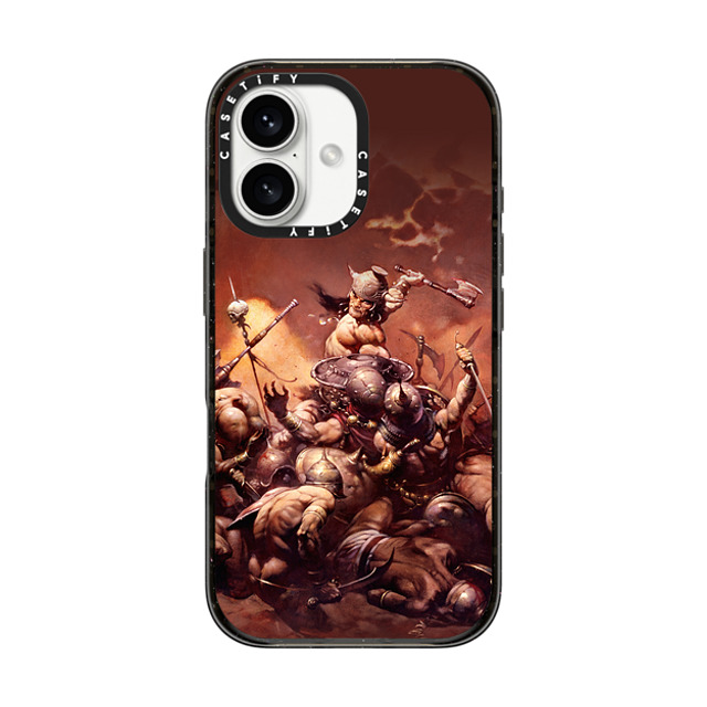 Frazetta Girls x CASETiFY iPhone 16 ケース ブラック インパクトケース MagSafe対応 Conan The Destroyer by Frazetta Girls