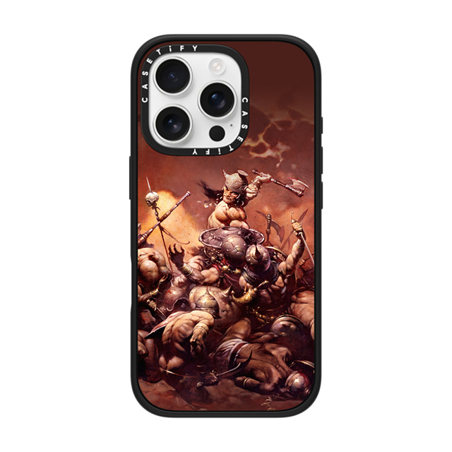 Frazetta Girls x CASETiFY iPhone 16 Pro ケース マットブラック インパクトケース MagSafe対応 Conan The Destroyer by Frazetta Girls