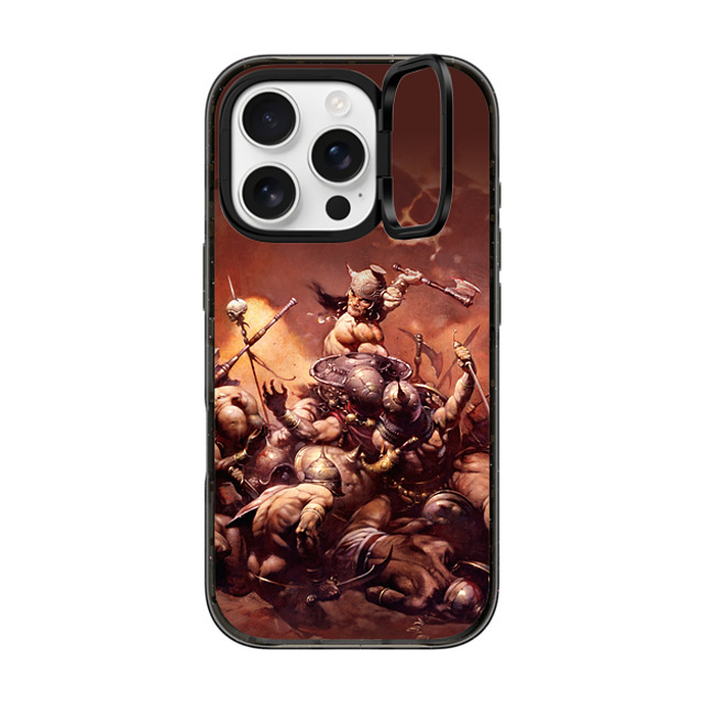 Frazetta Girls x CASETiFY iPhone 16 Pro ケース ブラック インパクトリングスタンドケース MagSafe対応 Conan The Destroyer by Frazetta Girls