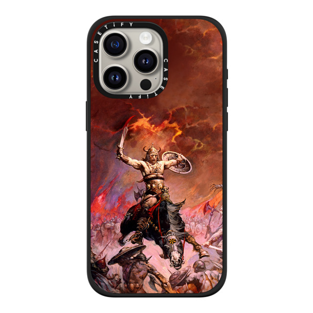 Frazetta Girls x CASETiFY iPhone 15 Pro Max ケース マットブラック インパクトケース MagSafe対応 Conan The Conqueror by Frazetta Girls