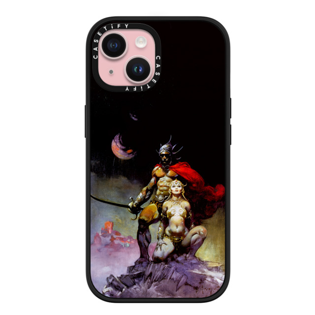 Frazetta Girls x CASETiFY iPhone 15 ケース マットブラック インパクトケース MagSafe対応 Mastermind of Mars by Frazetta Girls