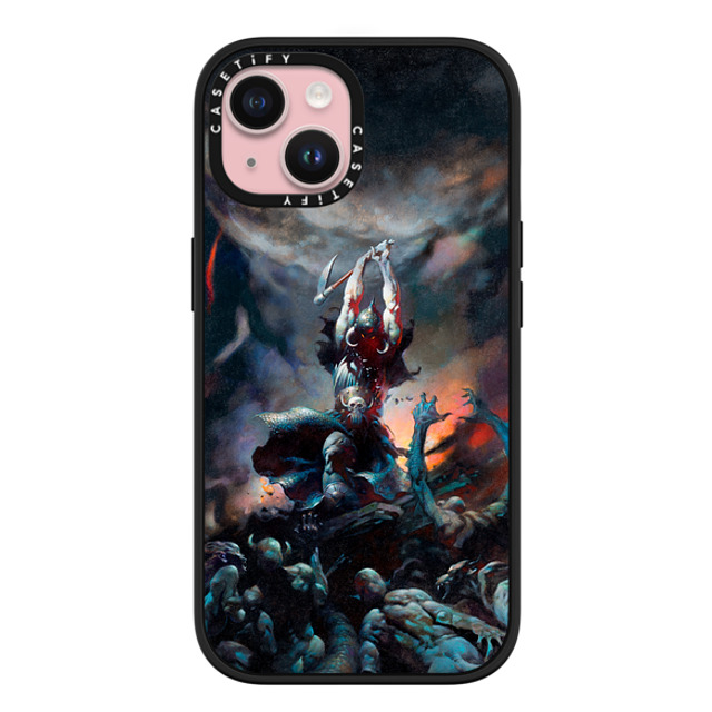 Frazetta Girls x CASETiFY iPhone 15 ケース マットブラック インパクトケース MagSafe対応 Death Dealer II by Frazetta Girls