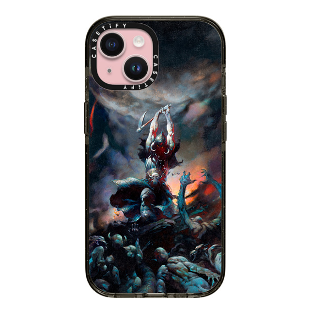 Frazetta Girls x CASETiFY iPhone 15 ケース ブラック インパクトケース Death Dealer II by Frazetta Girls
