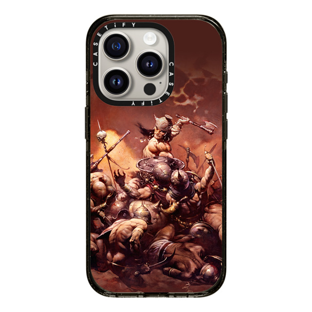 Frazetta Girls x CASETiFY iPhone 15 Pro ケース ブラック インパクトケース MagSafe対応 Conan The Destroyer by Frazetta Girls