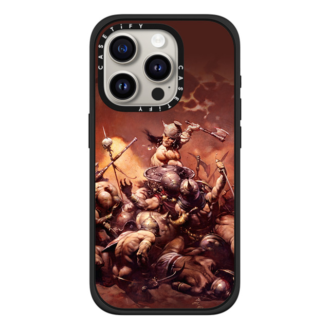 Frazetta Girls x CASETiFY iPhone 15 Pro ケース マットブラック インパクトケース MagSafe対応 Conan The Destroyer by Frazetta Girls