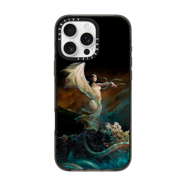 Frazetta Girls x CASETiFY iPhone 16 Pro Max ケース ブラック インパクトケース MagSafe対応 Sea Witch by Frazetta Girls