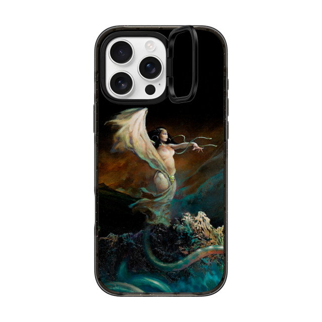 Frazetta Girls x CASETiFY iPhone 16 Pro Max ケース ブラック インパクトリングスタンドケース MagSafe対応 Sea Witch by Frazetta Girls