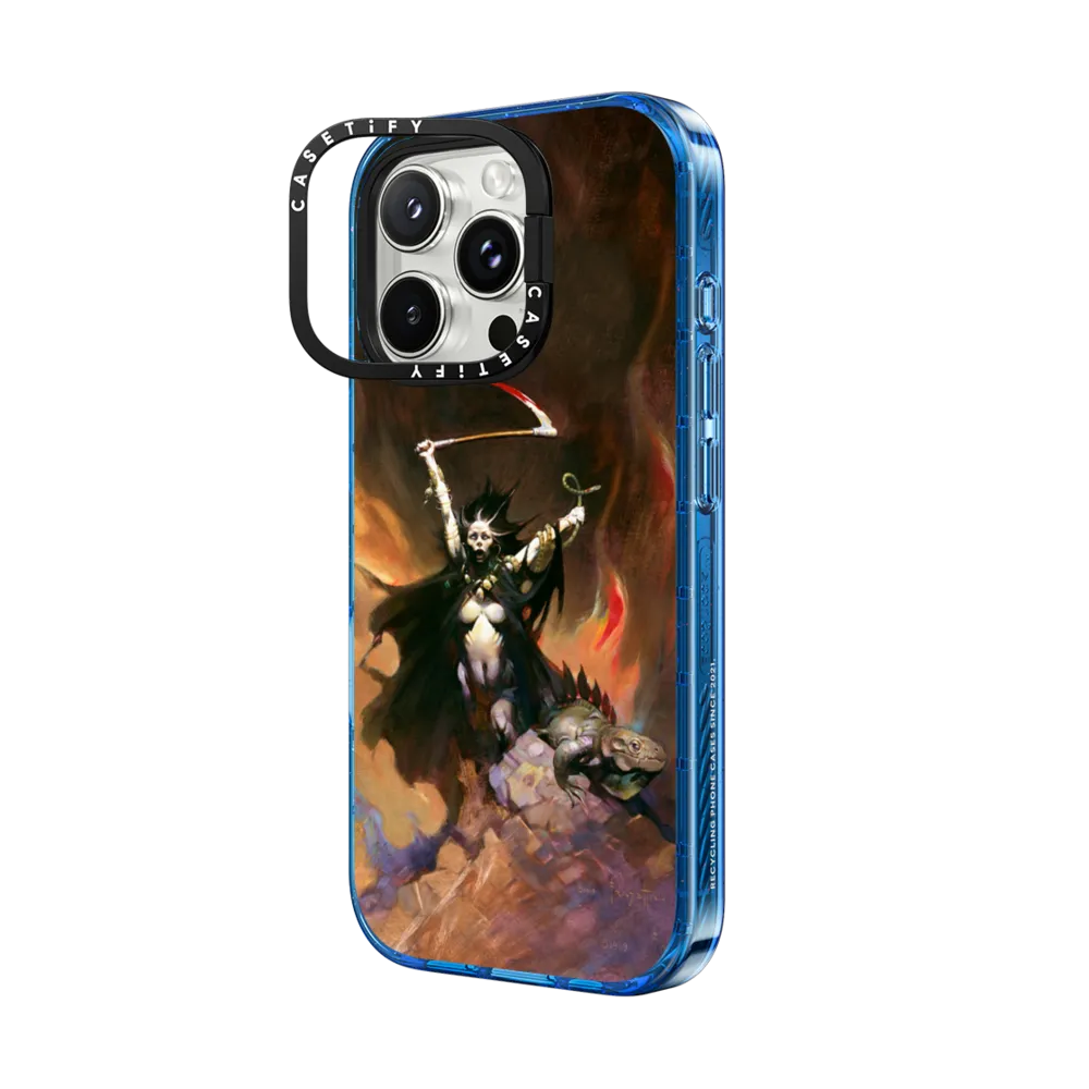 Impact Ring Stand iPhone 16 Pro Max Case MagSafe Compatible - Woman with Scythe by Frazetta Girls