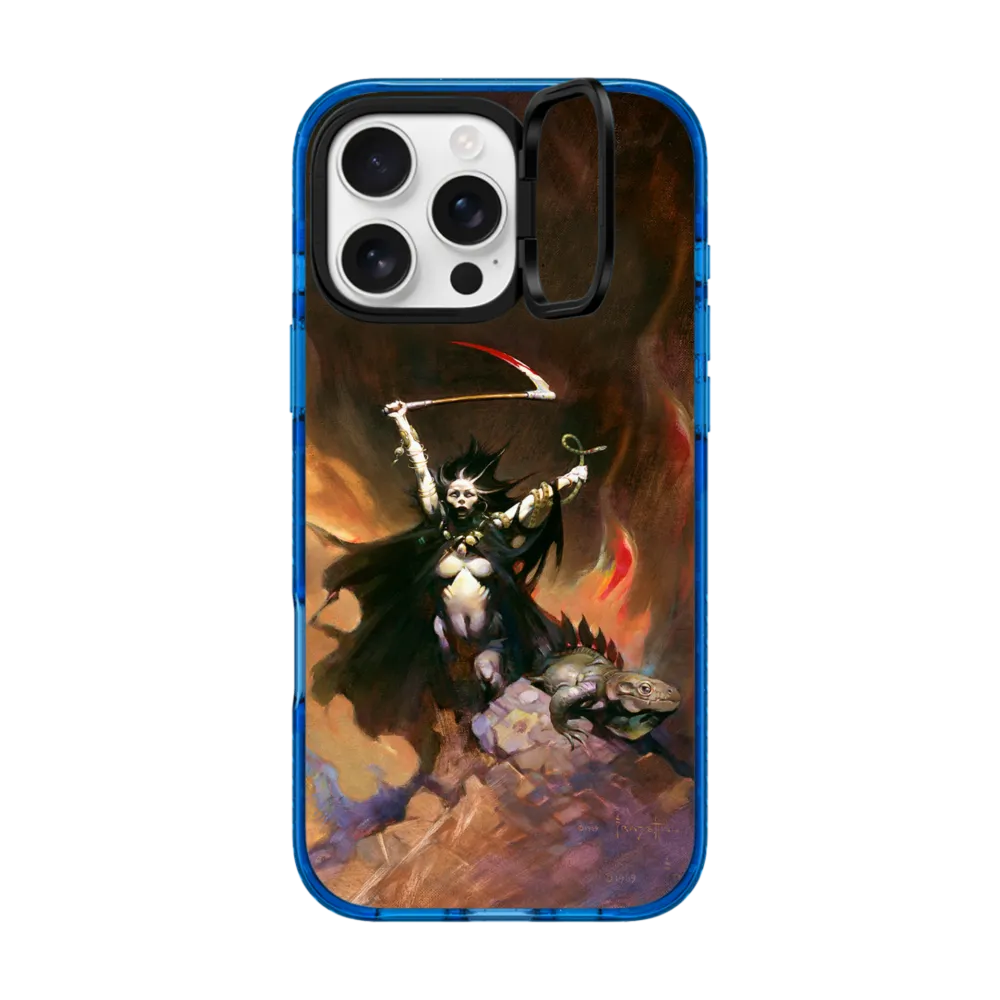 Impact Ring Stand iPhone 16 Pro Max Case MagSafe Compatible - Woman with Scythe by Frazetta Girls
